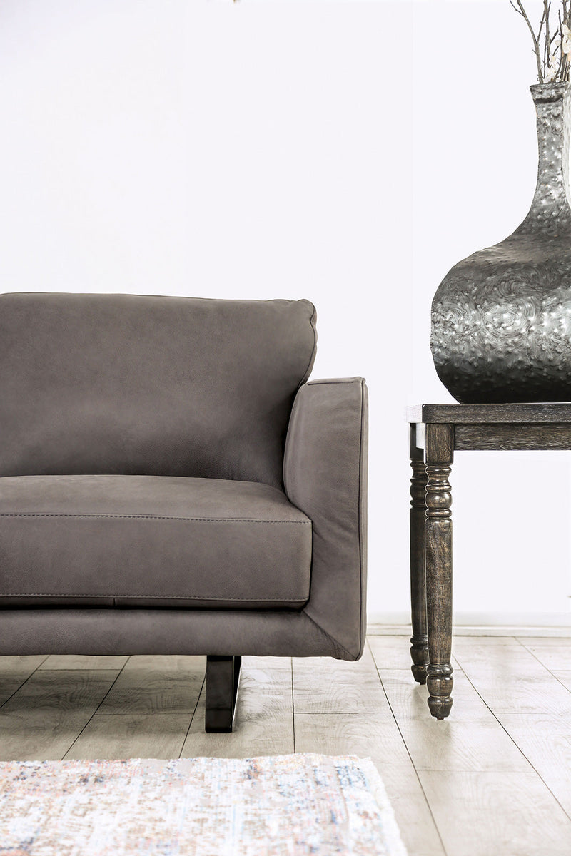 Mezzanotte Gray Real Italian Leather Sofa