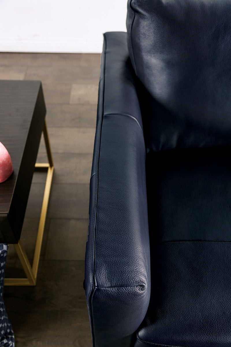Mezzanotte Midnight Blue Real Italian Leather Sofa & Loveseat