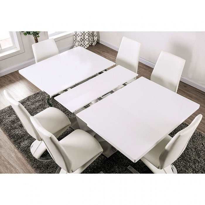 Midvale White & Chrome Dining Room Set / 7pc