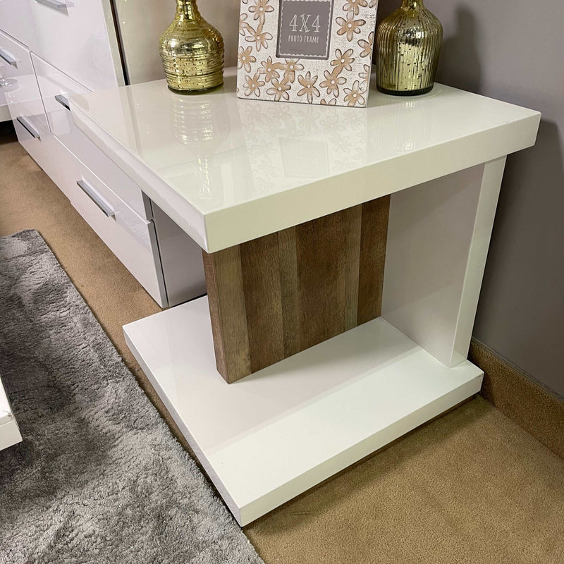 Moa White & Natural End Table