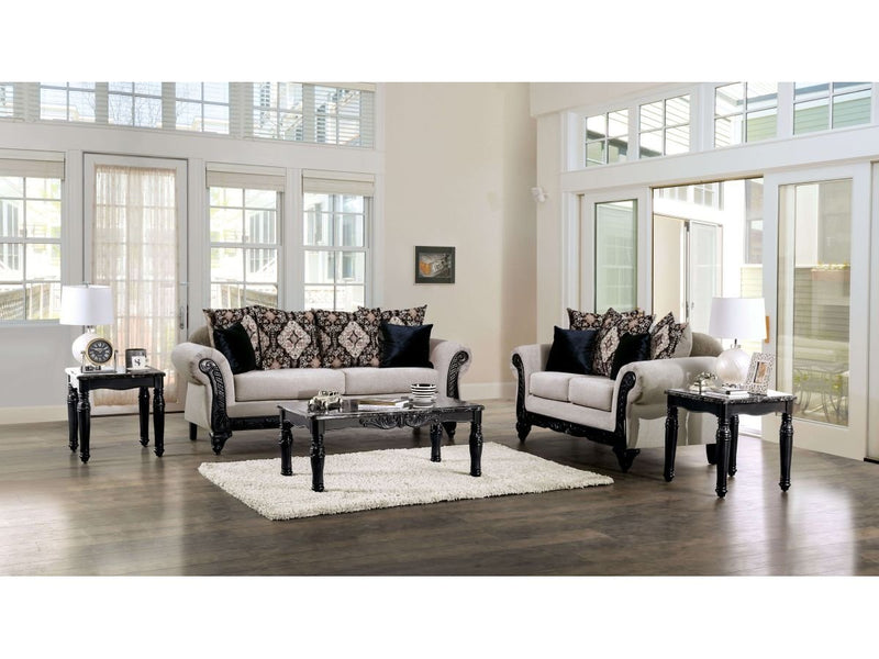 Molfetta Light Brown & Black Sofa & Loveseat