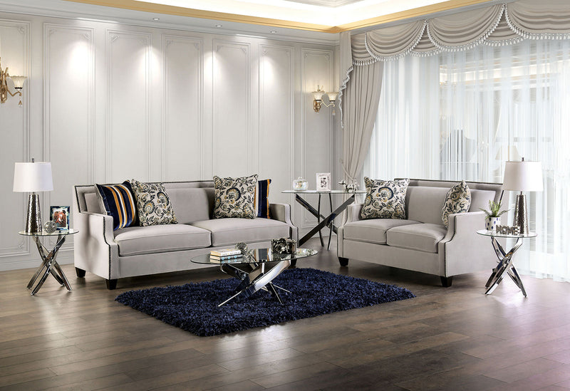 Montecelio Light Gray/Navy Loveseat