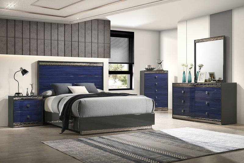 Morcote Ash Gray/Indigo Blue Eastern King Bed