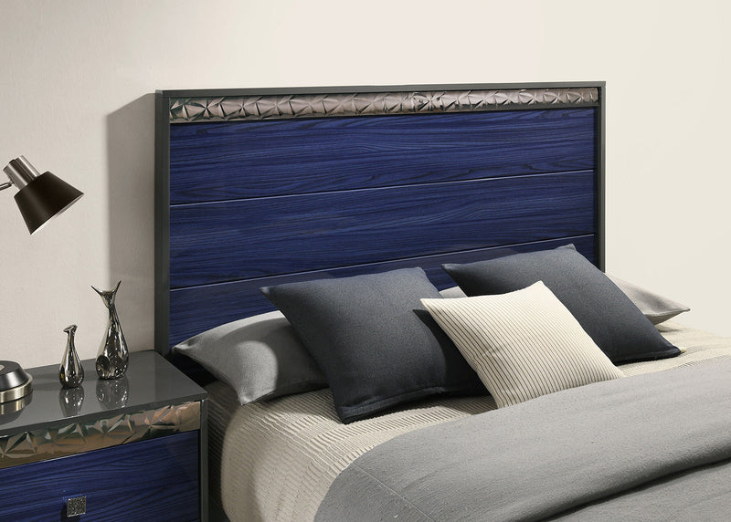 Morcote Ash Gray/Indigo Blue Queen Bed