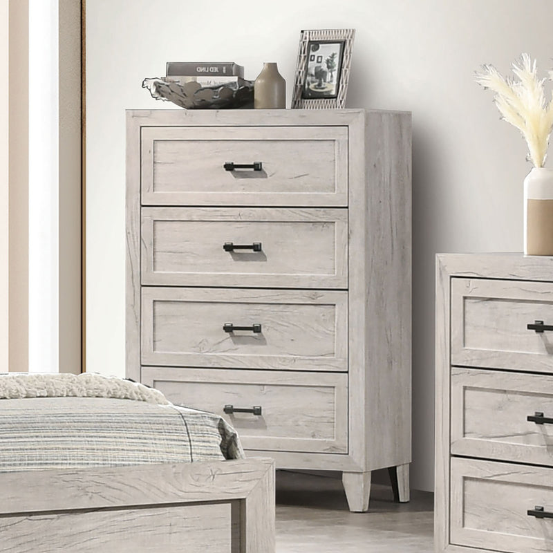 Mysen White Wash 5 Pc. Queen Bedroom Set w/ Chest