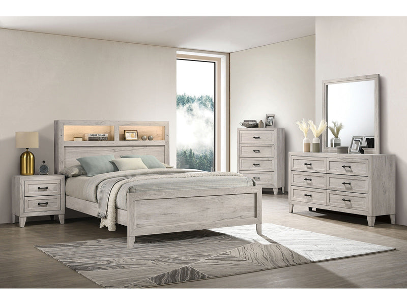 Mysen White Wash Queen Bed