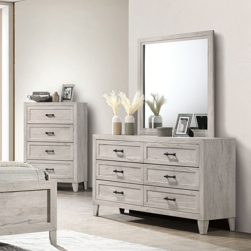 Mysen White Wash Queen Bedroom Set / 4-piece