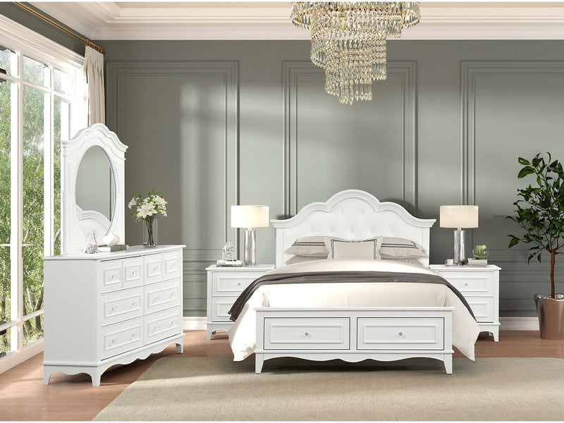 Naucalpan White Twin 5 Piece Bedroom Set w/2 Nightstands