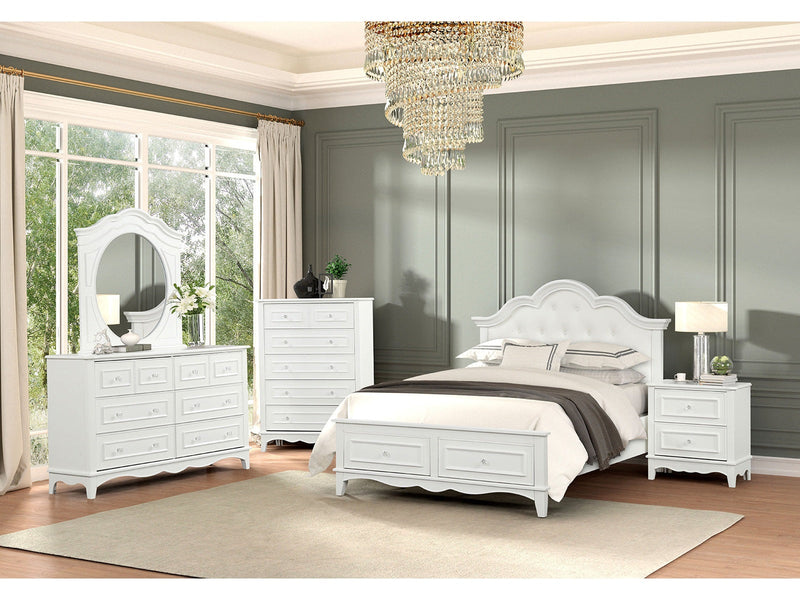 Naucalpan White Twin 5 Piece Bedroom Set w/Chest
