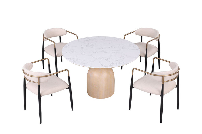 Neasden Natural/Black/White Dining Table