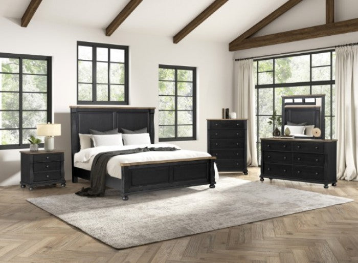 Neue Mills Black/Rustic Oak Eastern King Bed