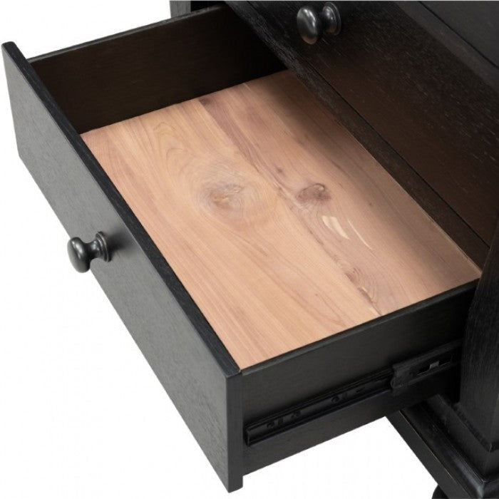 Neue Mills Black/Rustic Oak Nightstand w/ 3 Drawers
