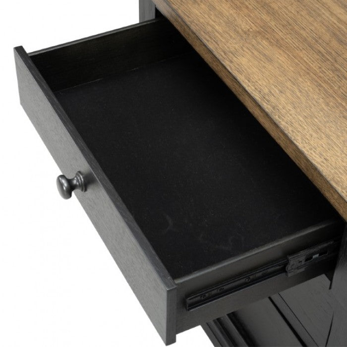 Neue Mills Black/Rustic Oak Nightstand w/ 3 Drawers