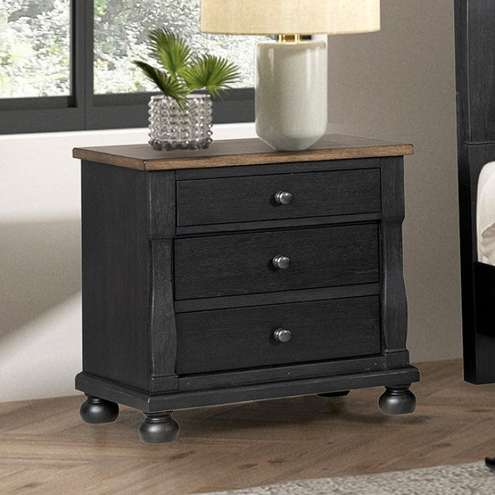 Neue Mills Black/Rustic Oak Queen 4 Piece Bedroom Set
