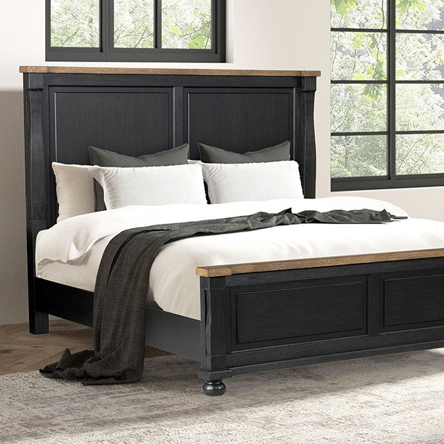 Neue Mills Black/Rustic Oak Queen 5 Piece Bedroom Set w/Chest (N2)