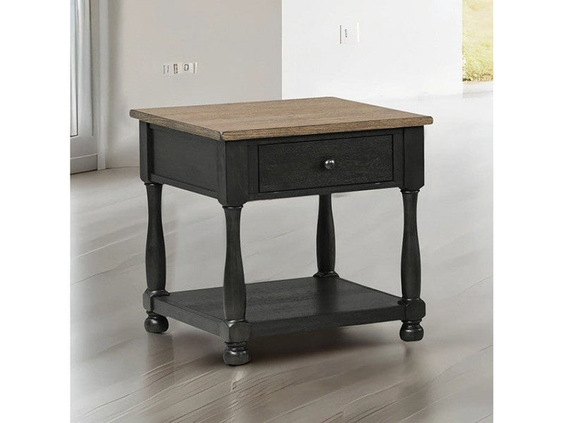 Neue Mills Weathered Black/Brown End Table