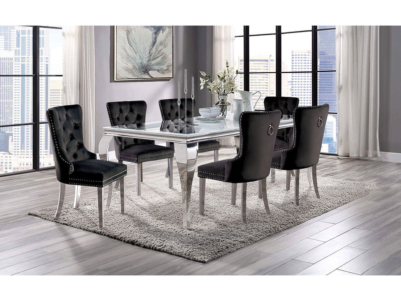 Neuveville White/Chrome 7 Pc. Dining Room Set Chairs