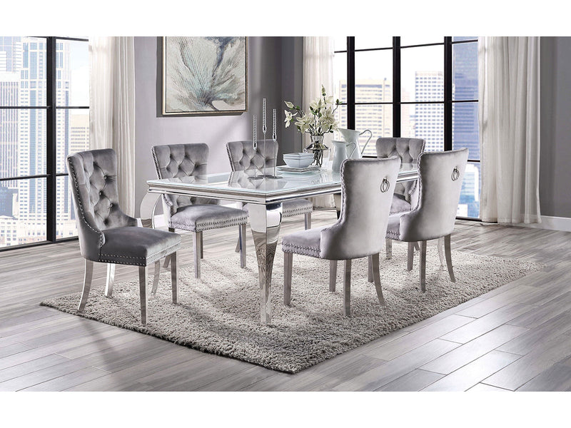 Neuveville White/Chrome 7 Pc. Dining Room Set