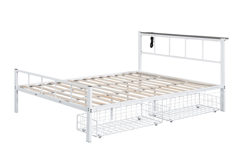 Nicoli White Queen Metal Bed