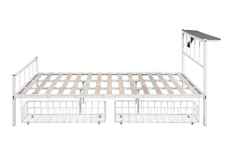 Nicoli White Queen Metal Bed