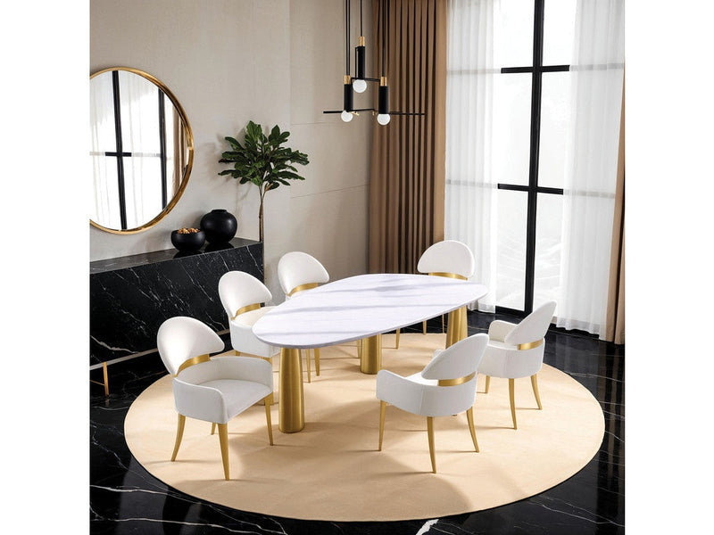 Northam White/Matte Gold 5 Pc. Dining Table Set