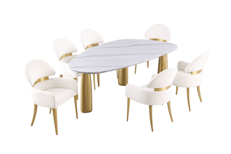 Northam White/Matte Gold Dining Table