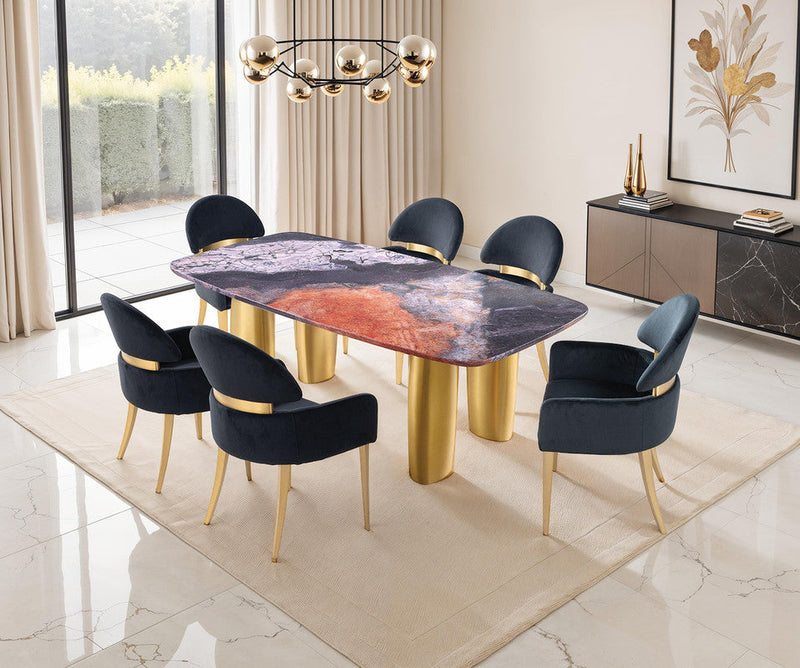 Northolt Black/Gray/Matte Gold 7 Pc. Dining Table Set