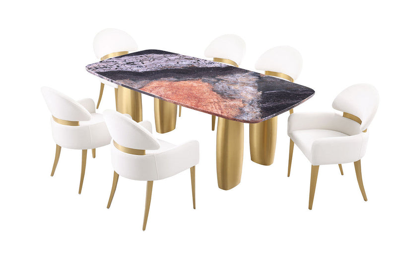 Northolt Black/Gray/Matte Gold Dining Table
