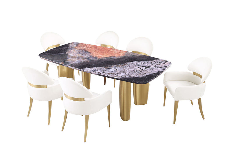 Northolt Black/Gray/Matte Gold Dining Table