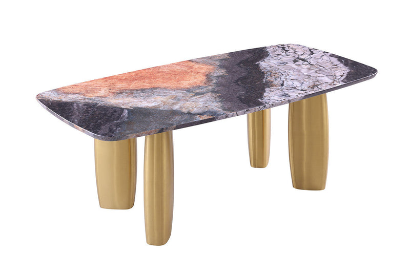 Northolt Black/Gray/Matte Gold Dining Table