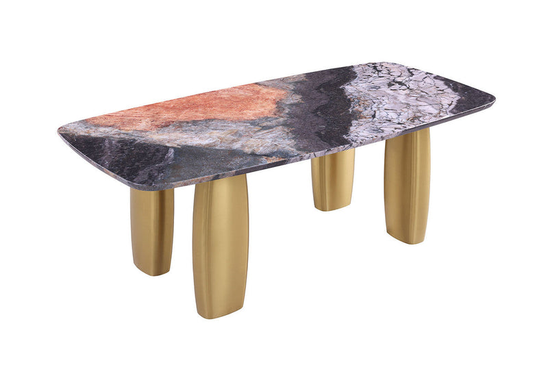 Northolt Black/Gray/Matte Gold Dining Table