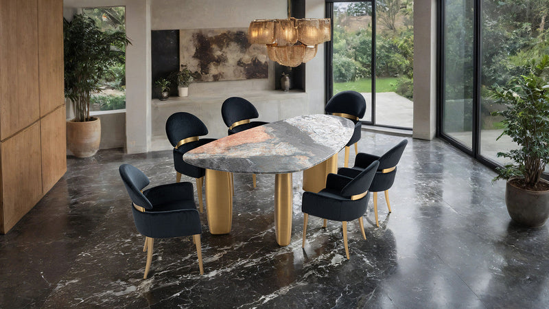 Northwich Black/Gray/Matte Gold 7 Pc. Dining Table Set