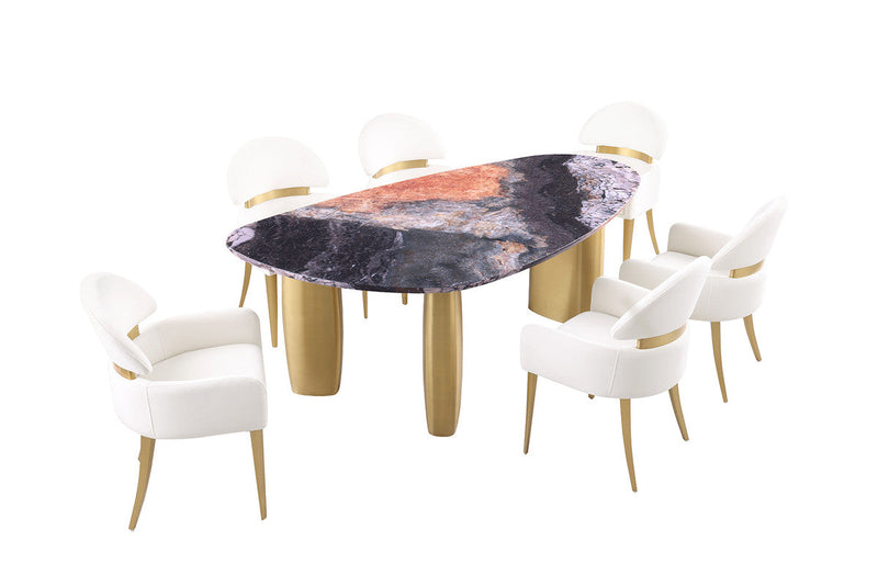Northwich Black/Gray/Matte Gold/White 7 Pc. Dining Table Set
