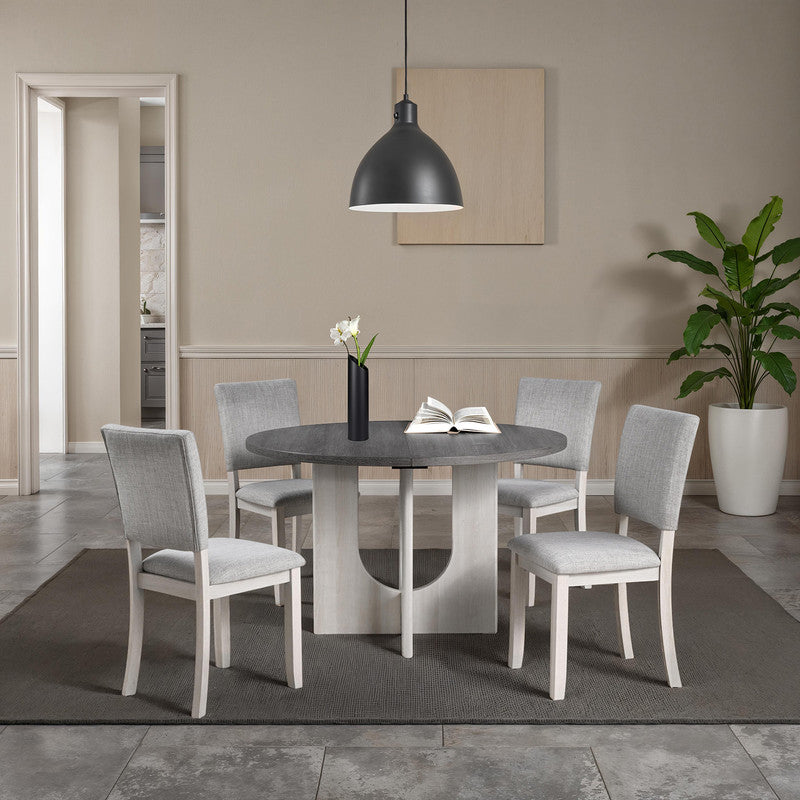 Oberto Gray 5 Pc. Round Dining Table Set