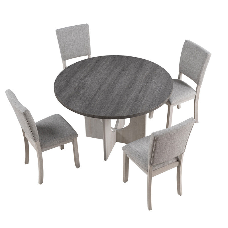 Oberto Gray 5 Pc. Round Dining Table Set