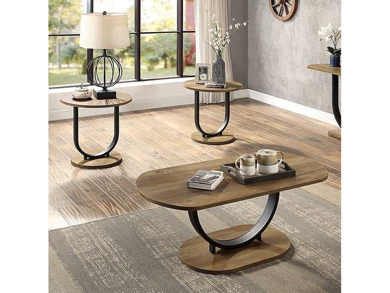 Olbia Rustic Oak/Sand Black 3 Pc. Coffee Table Set