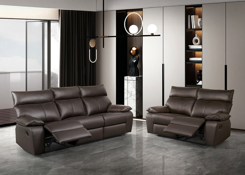 Onoria Brown Leather Match Reclining Loveseat