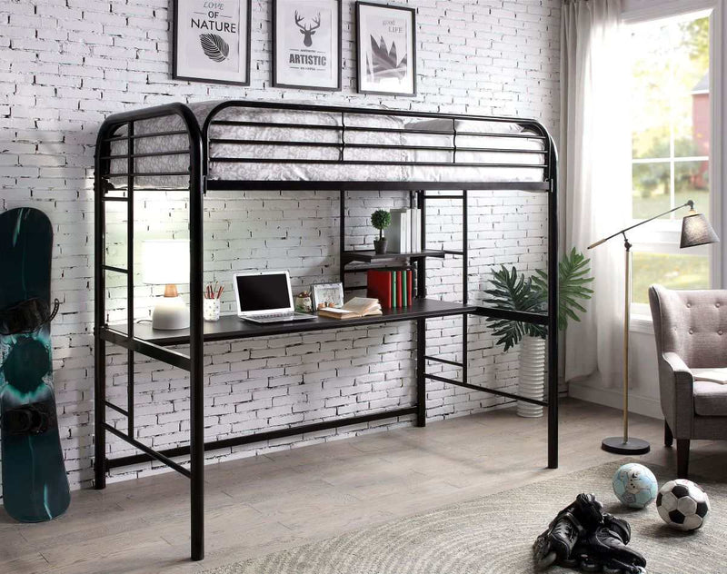 Opal III Black Twin Loft Bed
