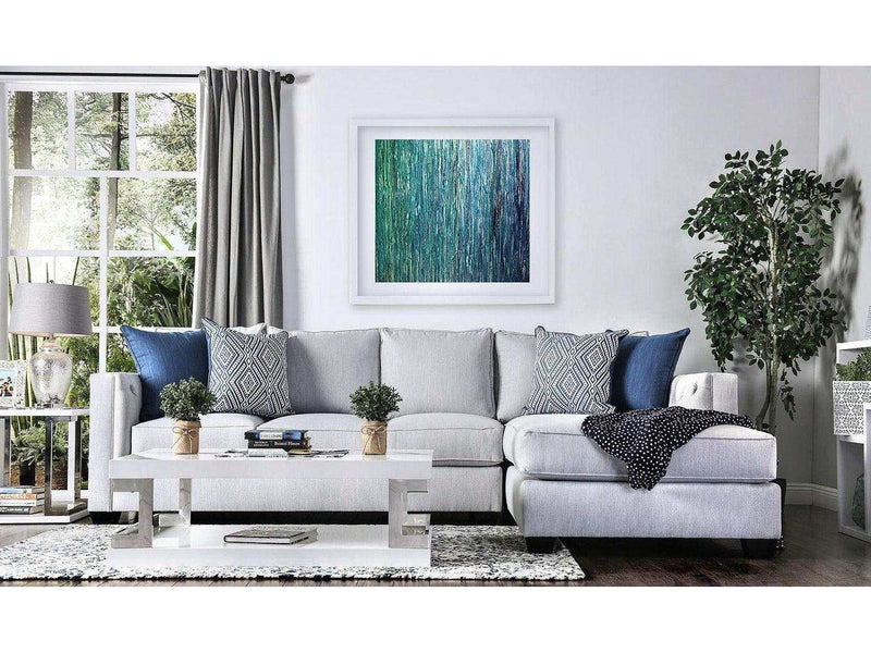 Ornella Light Gray & Blue L Shape Sectional Sofa