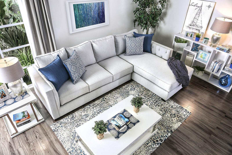 Ornella Light Gray & Blue L Shape Sectional Sofa