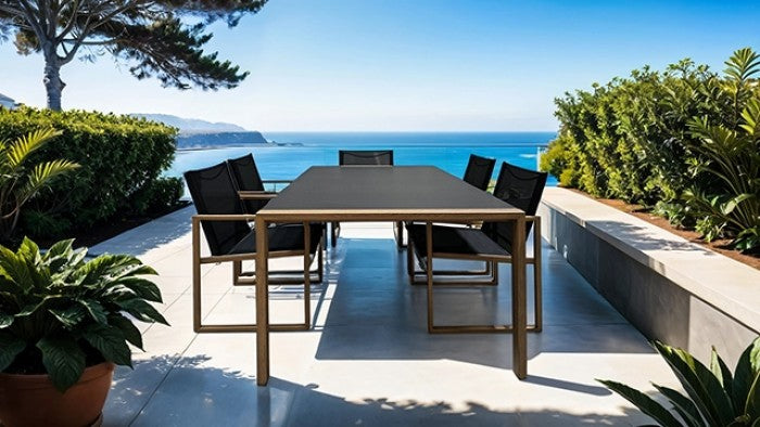Oswego Black-Natural 7 Piece Outdoor Dining Set
