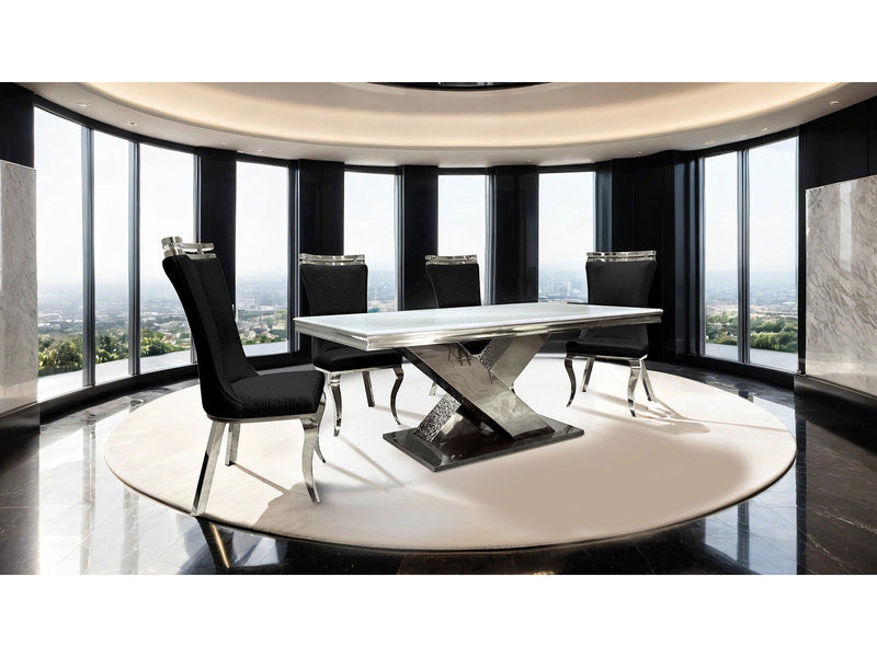 Palazzo Chrome/Black 7 Piece Dining Set