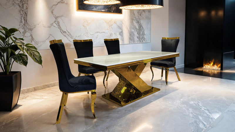 Palazzo Gold/Black 7 Pc. Dining Table Set