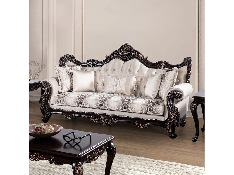 Palencia Dark Cherry/Beige Sofa & Loveseat