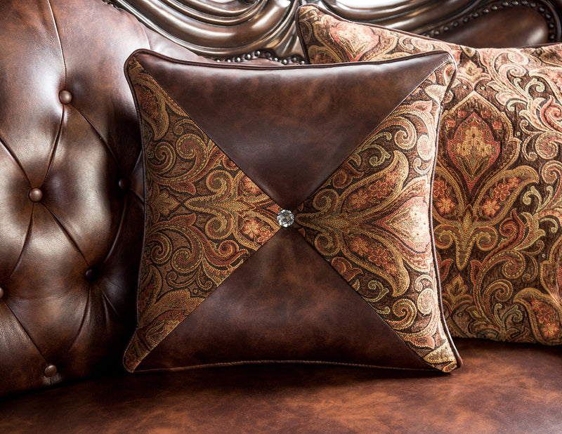 Palencia Dark Cherry/Brown Leatherette Loveseat