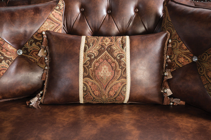 Palencia Dark Cherry/Brown Leatherette Loveseat