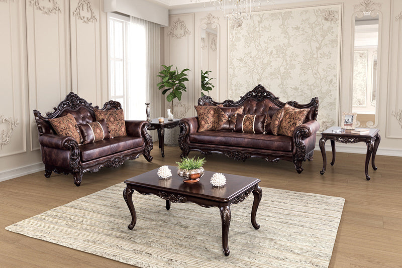 Palencia Dark Cherry/Brown Leatherette Sofa