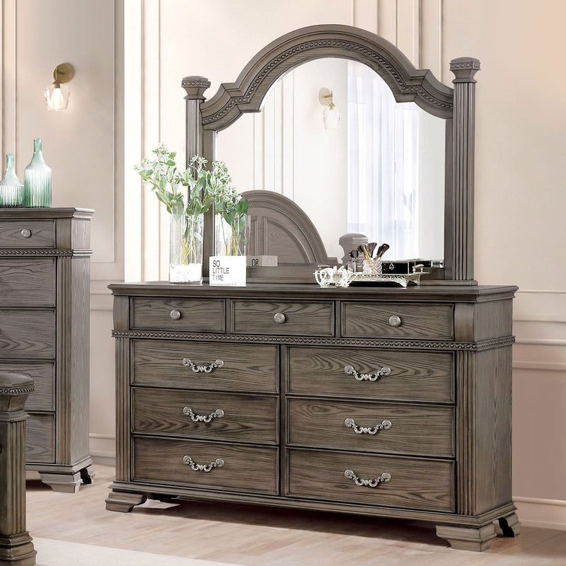 Pamphilos Gray Queen Bed & Nightstand & Dresser & Mirror