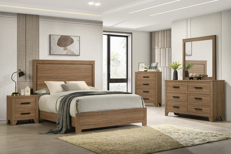 Panelli Walnut 5 Pc. Queen Bedroom Set w/ 2NS