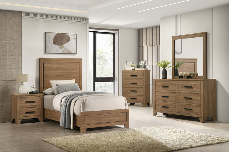 Panelli Walnut Twin Bed